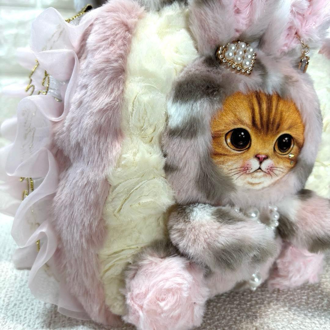 あ*こ様 コヤンイサムチョン　ハンドメイド　ファーフリルバッグ　ピンクヒョウ柄う