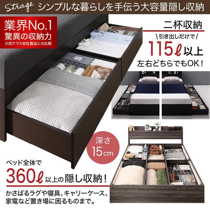 最安値！マットレスなし ダブルベッド 　　収納 コンセント 送料込み！ 26