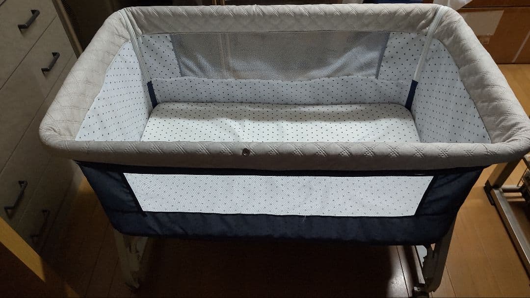 Kino Linpo 新生児用ベビーベッド ネイビー添い寝 ゆりかご