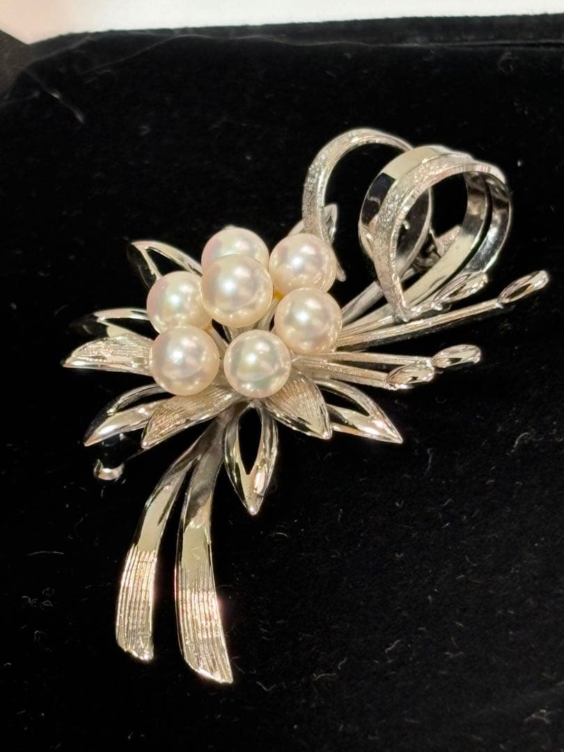 田崎真珠 TASAKI パール付きシルバーブローチ