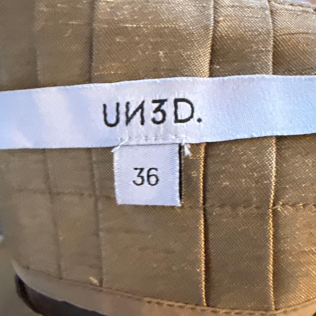 UN 3Dゴールド プリーツ ワイドパンツ36