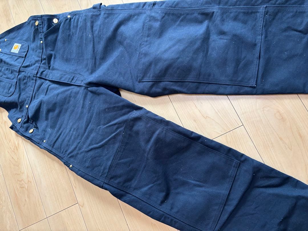カーハート ダブルニー　オーバーオール　ネイビー　ダック　美品　carhartt