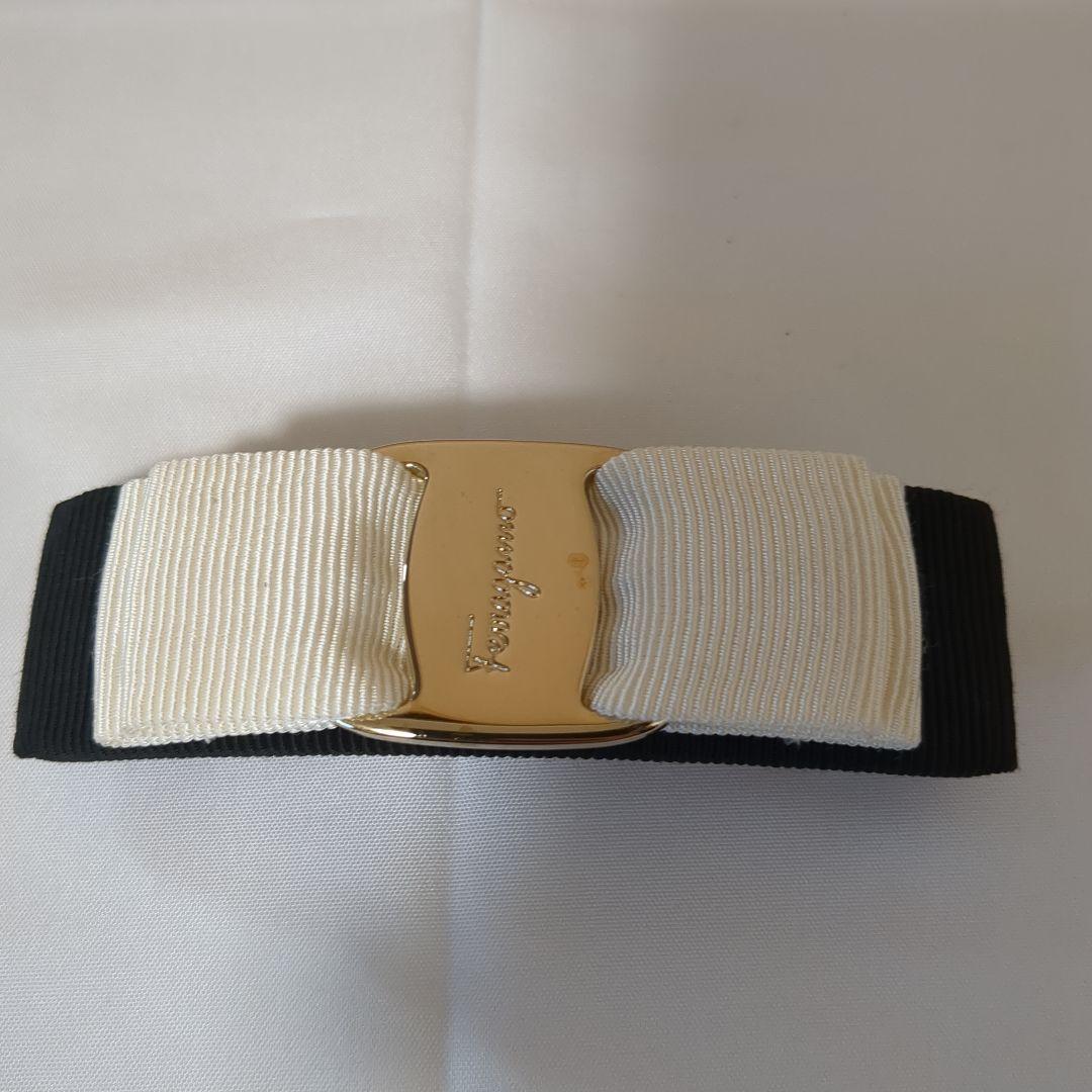 フェラガモバレッタ リボン バイカラー ヘアアクセサリー 結婚式 ドレス 箱付き