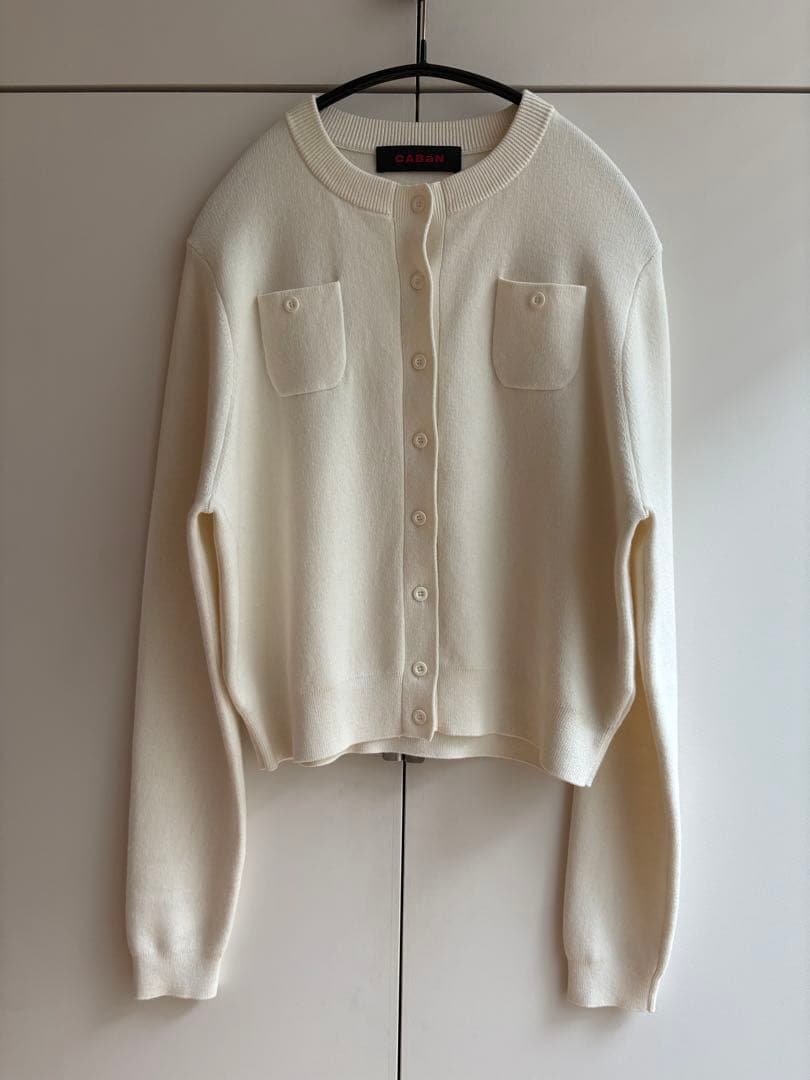 【未使用】CABaN コットンカシミヤ カーディガン/ホワイト XS
