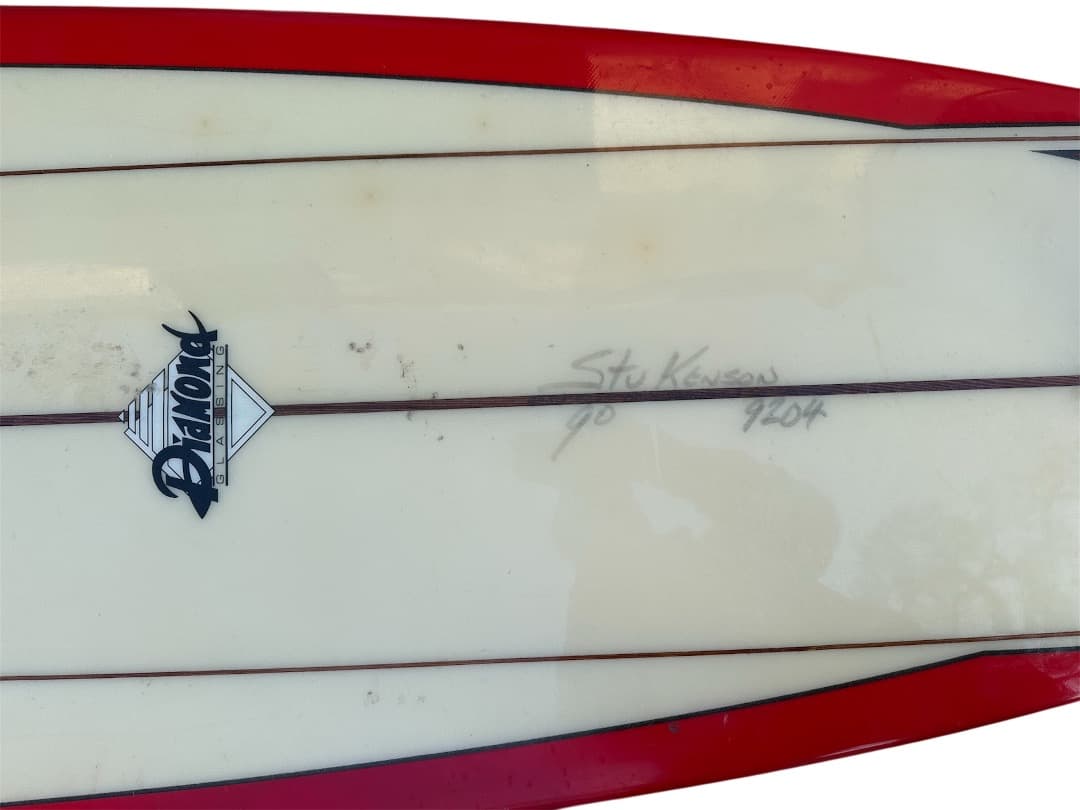 ロングボード 赤/クリーム ストライプデザイン