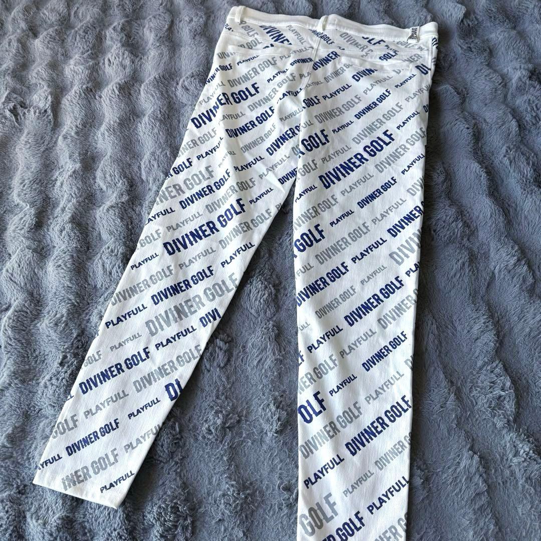 DIVINER ゴルフパンツ ホワイト ストレッチ 総柄 XXL イージーパンツ