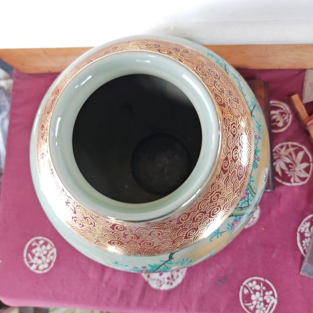 陶器 花瓶 鳥と花のデザイン