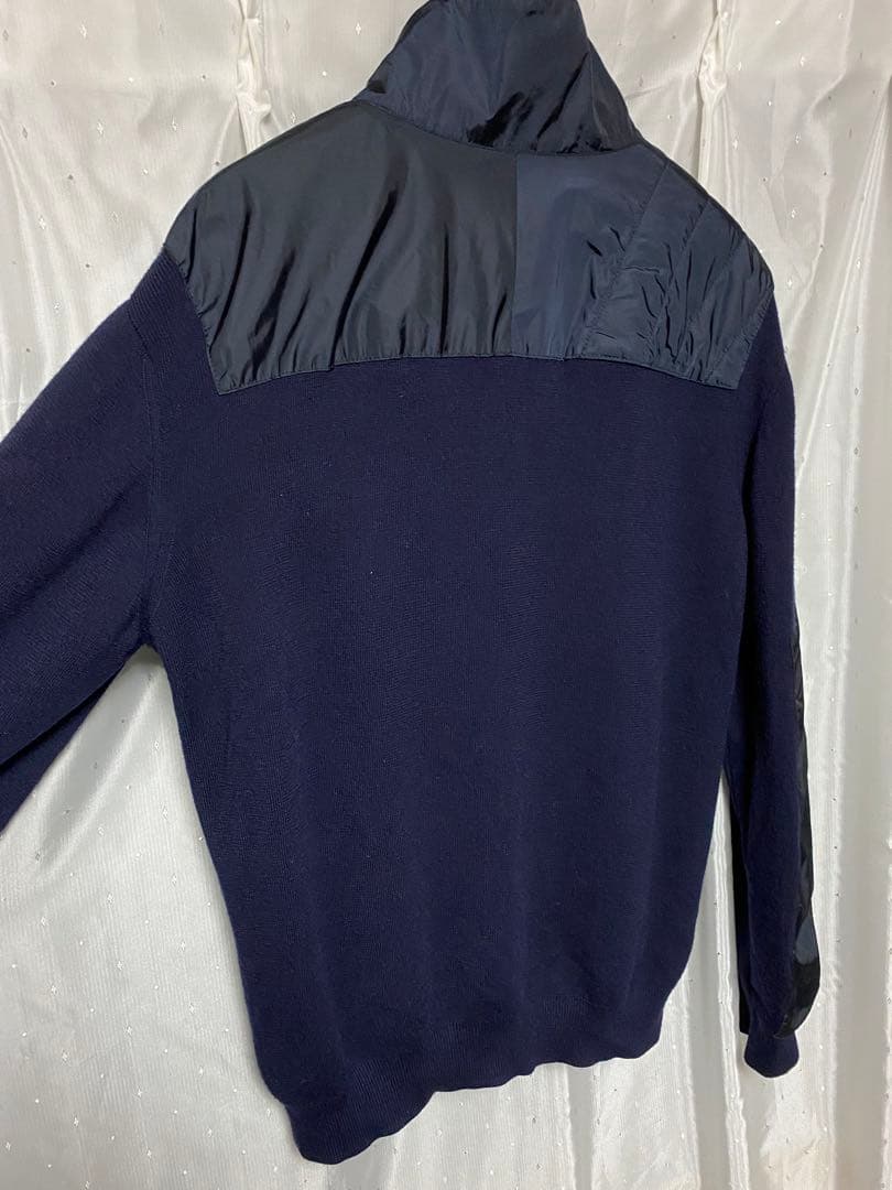 PRADA SPORT 00s ナイロンレイヤードニット ハーフジップ ネイビー