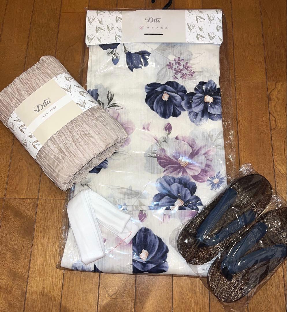 新品　Dita 浴衣5点セット【椿の水月しらべ】
