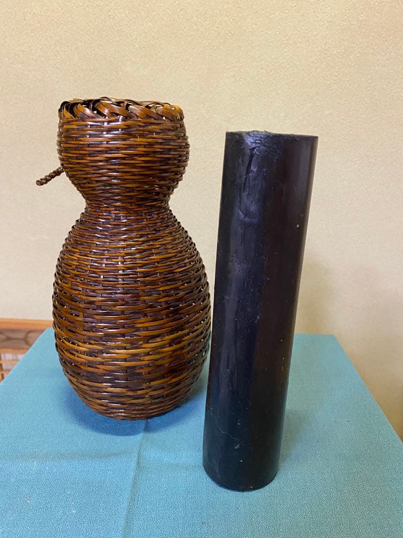 茶道具/花入　ひさご籠　竹籠花入