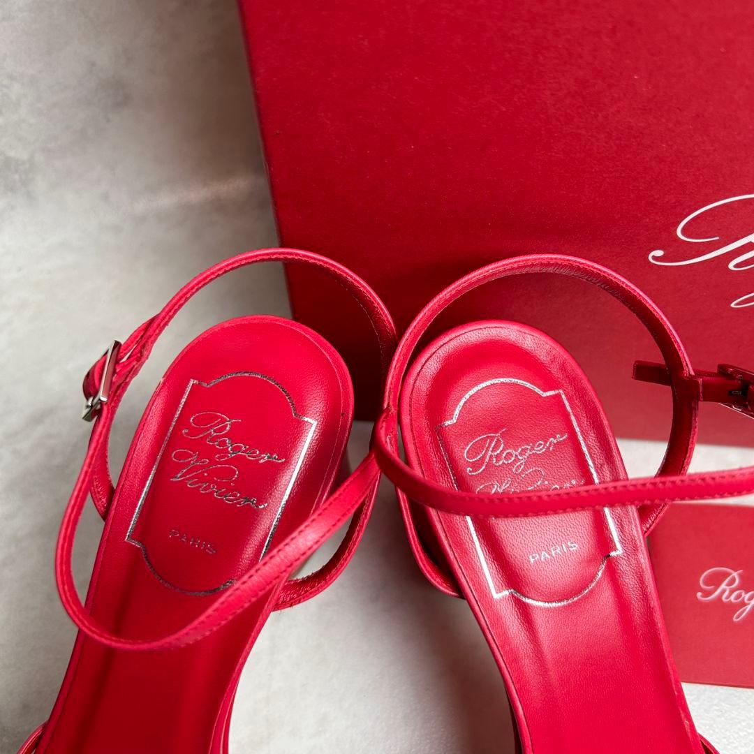 【未使用級】 Roger Vivier レザー サンダル レッド バレンタイン