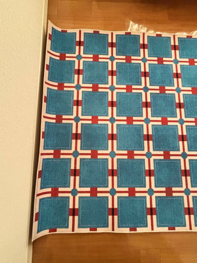kocolレトロパターンブロックチェックラグカーペット