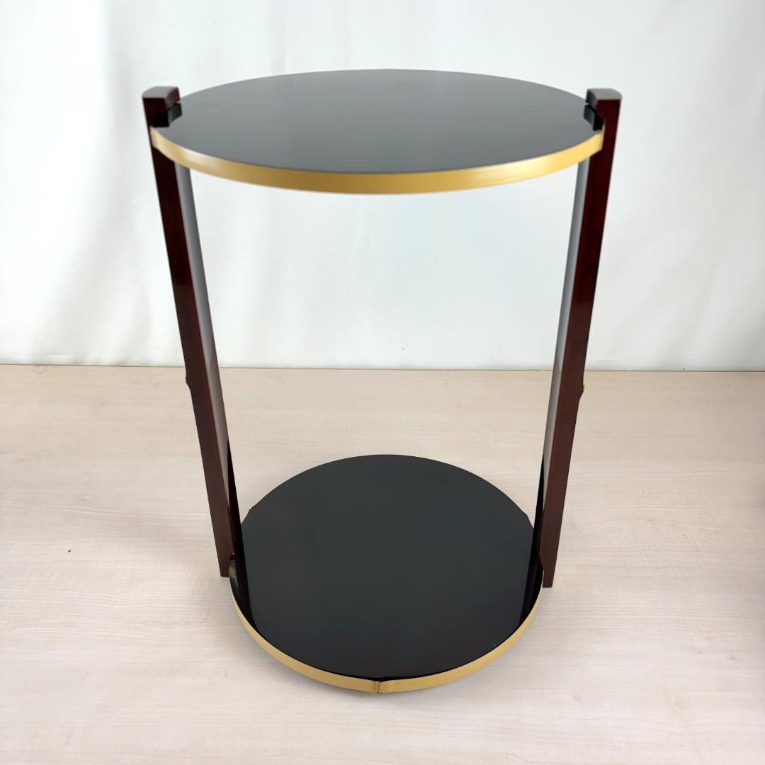 宗悦作 竹貼丸卓 溜塗 而妙奈好