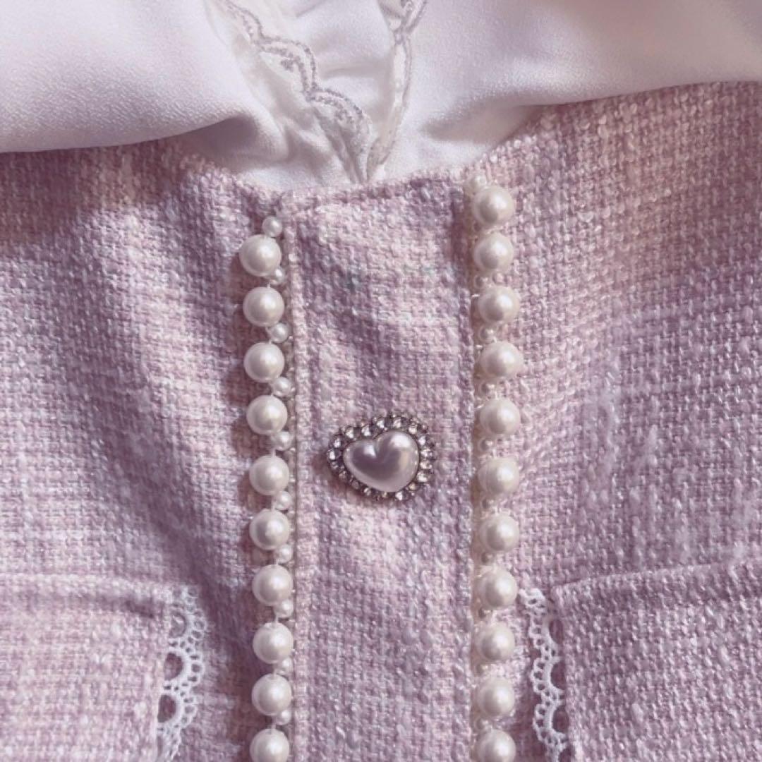 lizlisa ツイードリボンセットアップ ピンク