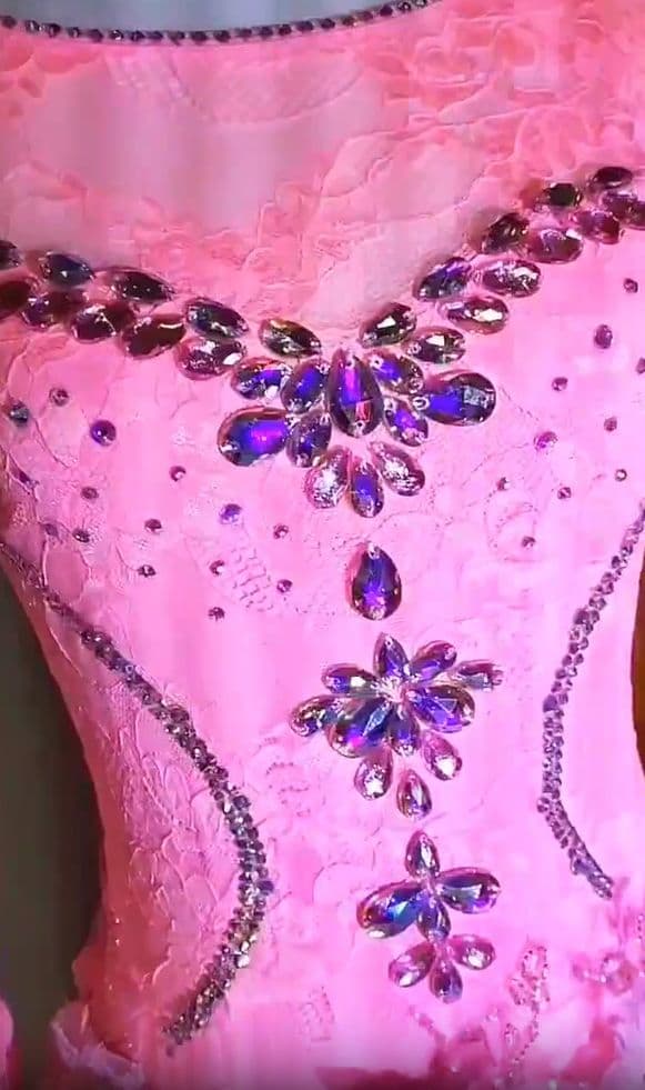 ソシアル　★美品 お得社交ダンスドレス フロート付　スタンダードドレス L