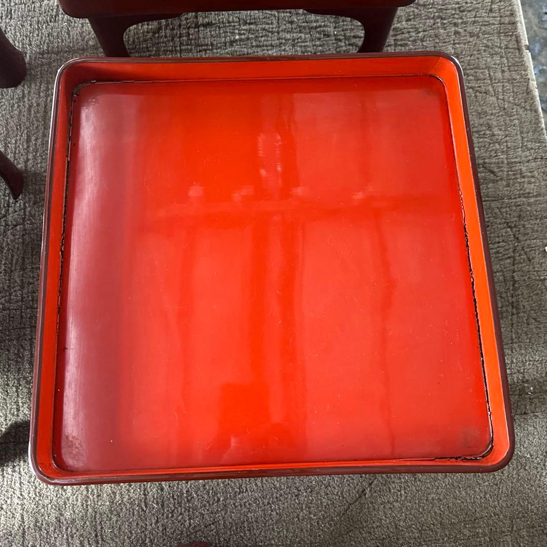 A 旧家 輪島塗 高脚膳 5客 時代漆器 専用木箱付き アンティーク き