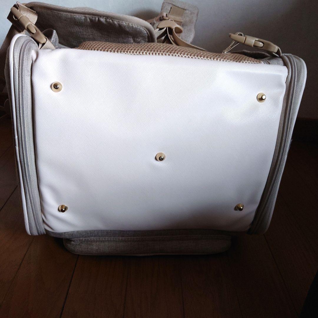 【moncheri】拡張パイピングリュックキャリー ベージュ フリー