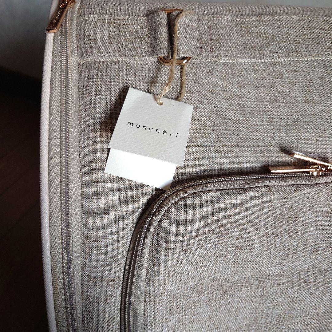 【moncheri】拡張パイピングリュックキャリー ベージュ フリー