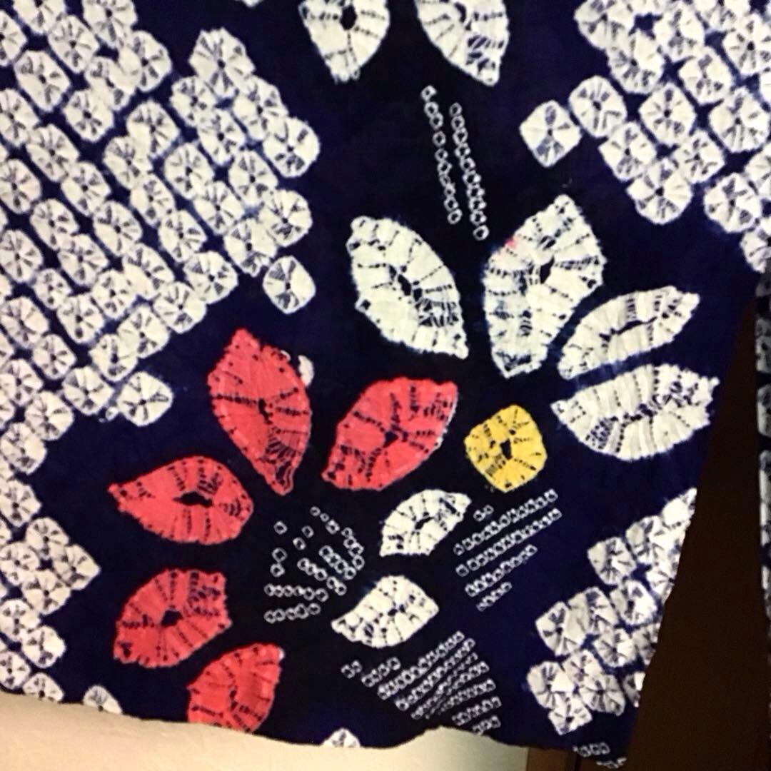 未使用☆本場有松絞り☆誂え浴衣☆藍色☆肩当て・居敷当付☆身丈159☆裄丈67