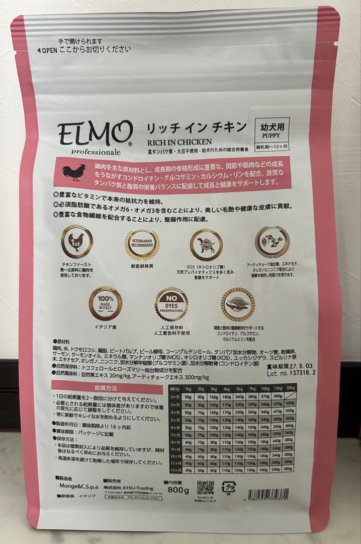 エルモ　リッチインチキン　幼犬用　5.4kg 未開封