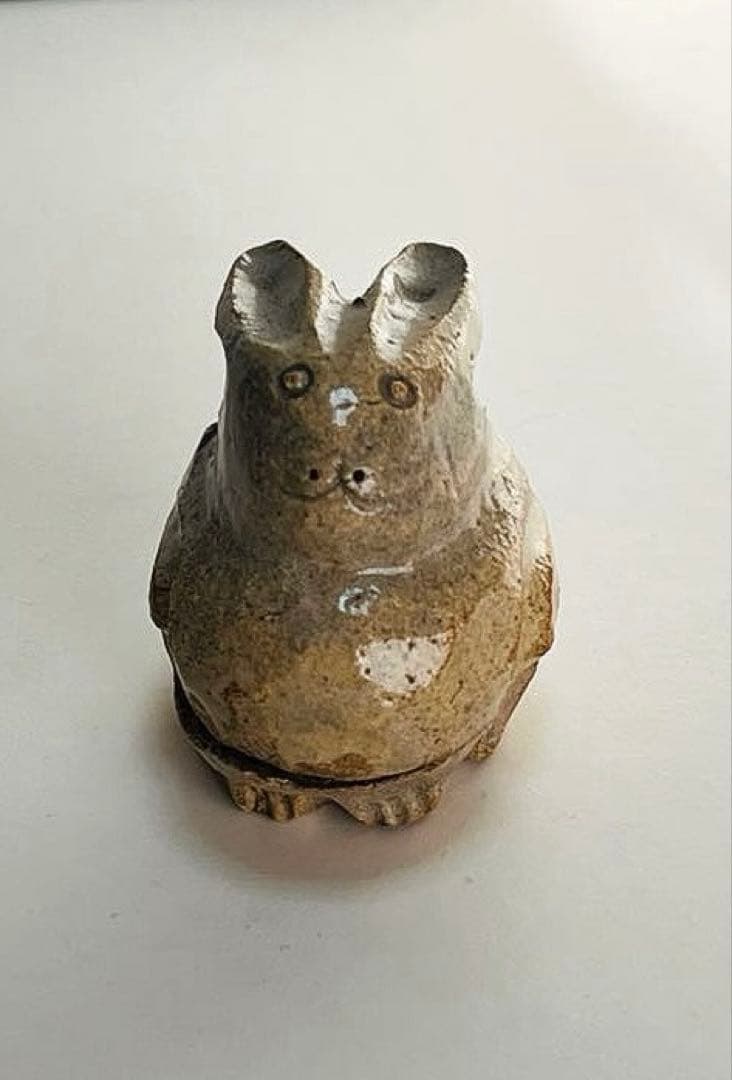 新品未使用　萩焼　香合　兎　二重箱