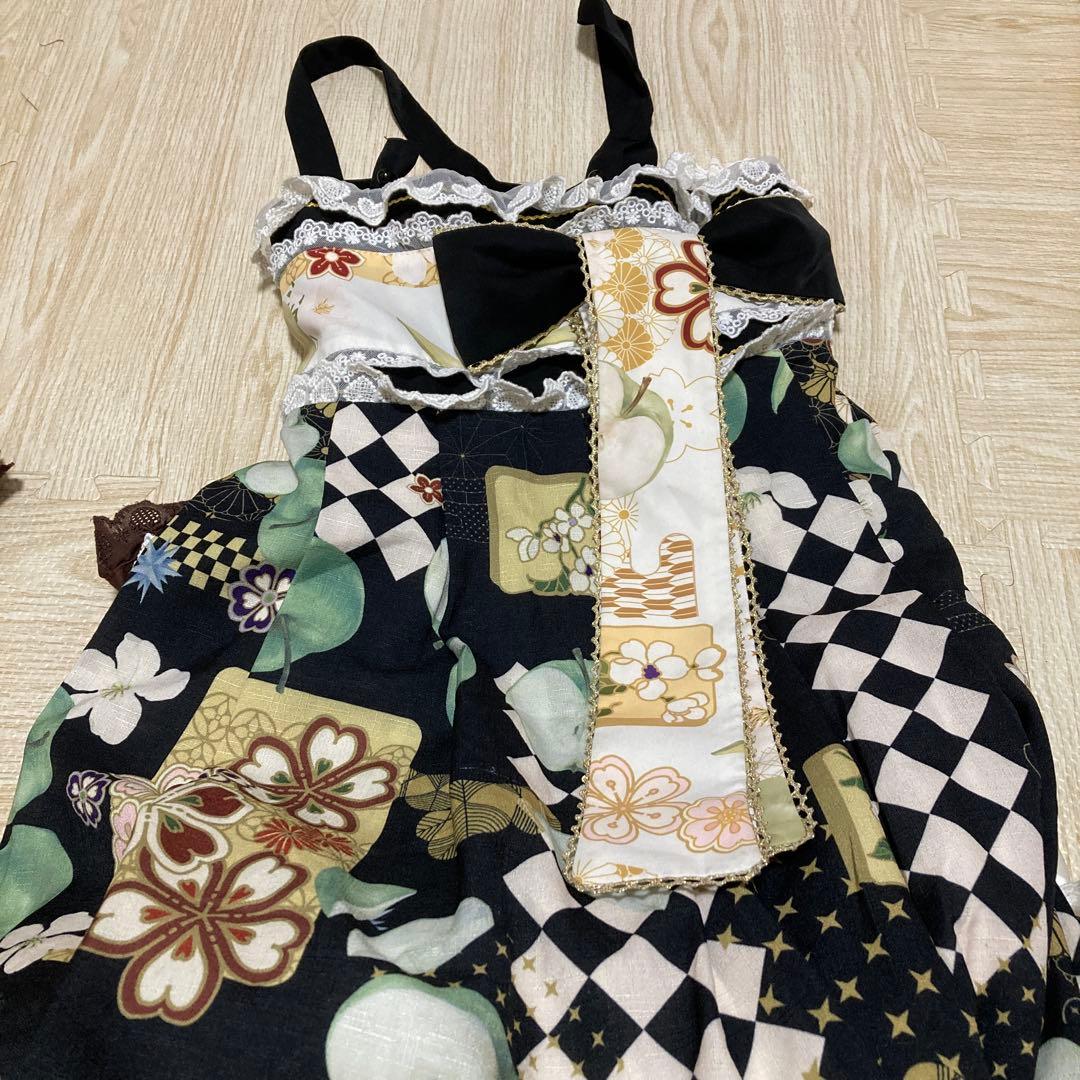 袴風 和柄ロリータロングワンピース　ブラウス　お得な2点セット