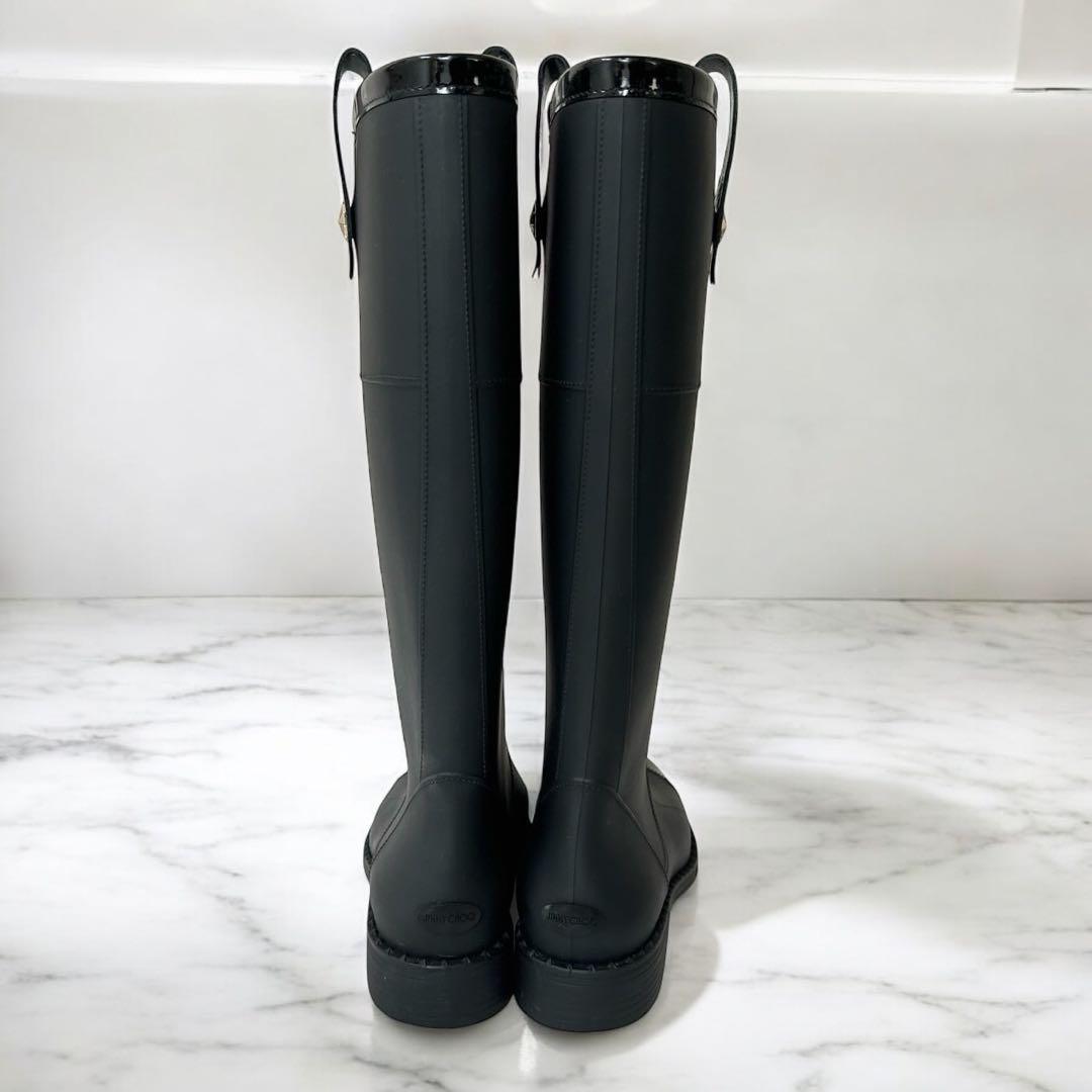 JIMMY CHOO ジミーチュウ レインブーツ スタースタッズブラック 37