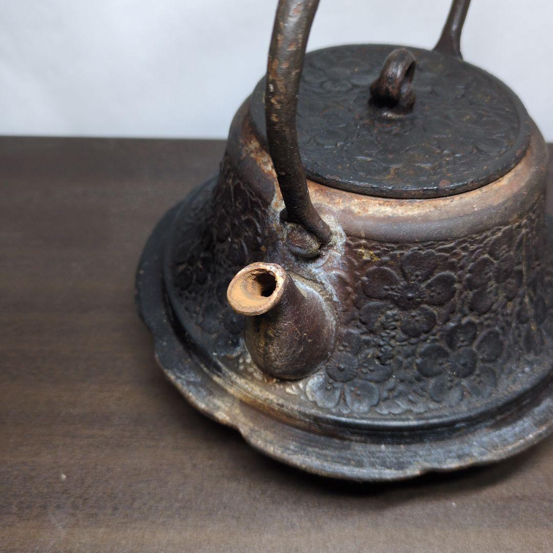 長文堂 桜地紋 鉄瓶 煎茶道具