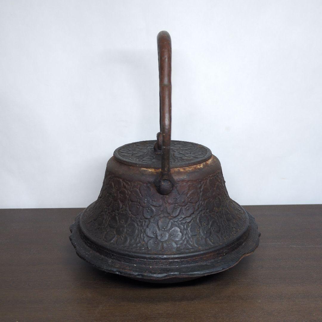 長文堂 桜地紋 鉄瓶 煎茶道具