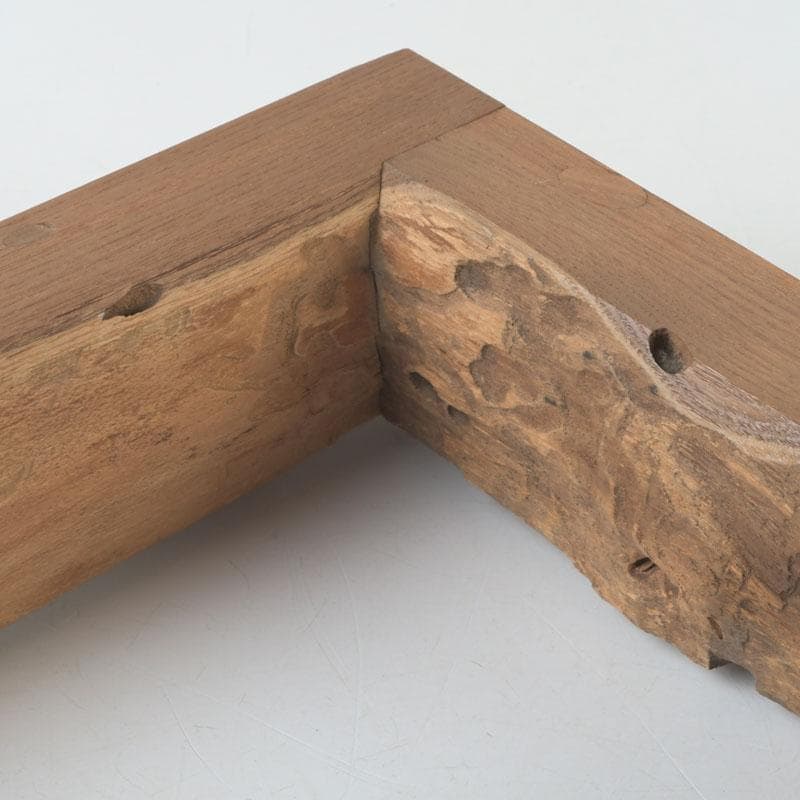 茶道具　山崎如悦作　槐古材木地　炉縁　共布共箱　V　9888A