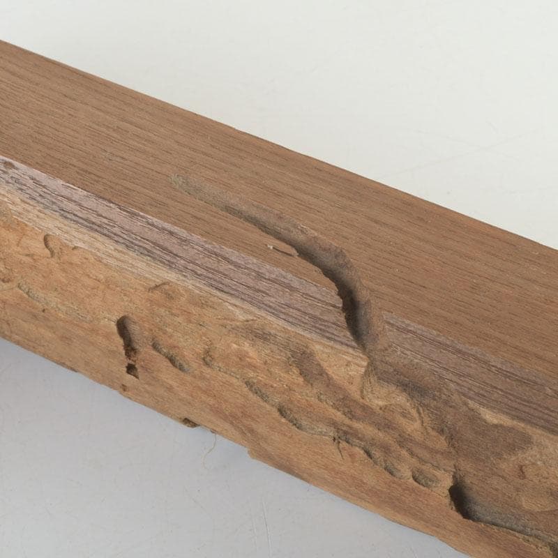 茶道具　山崎如悦作　槐古材木地　炉縁　共布共箱　V　9888A