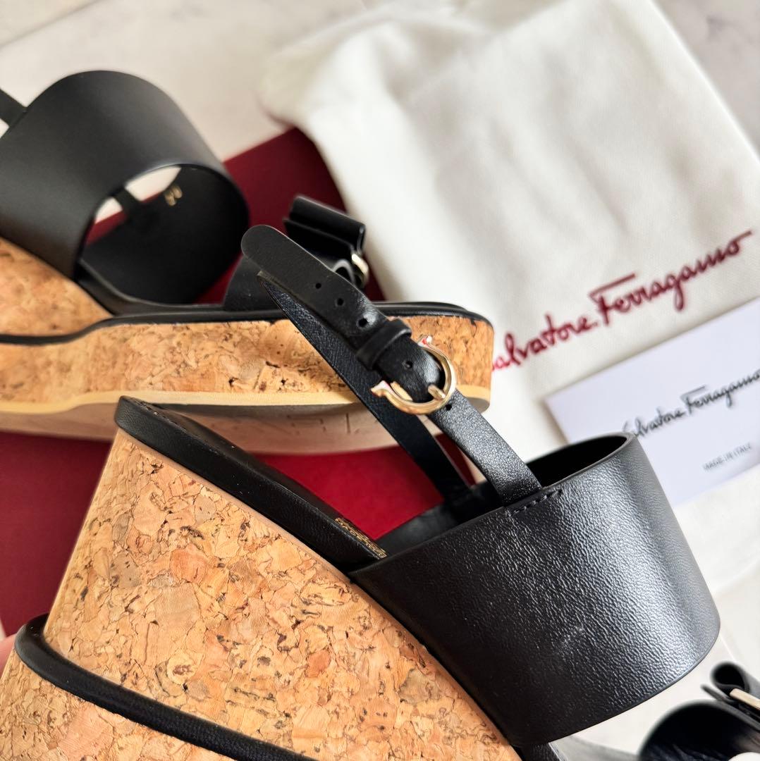 美品 フェラガモ　ウェッジ サンダル ヴェラリボン 8