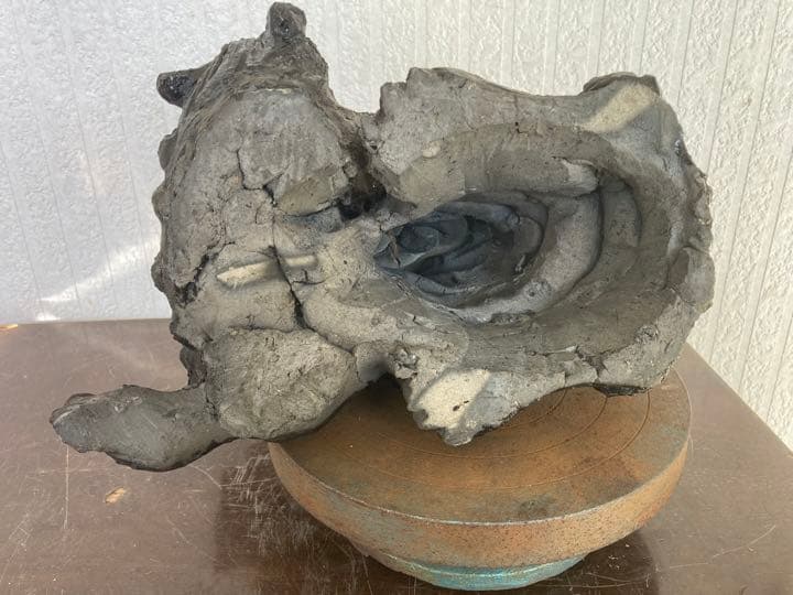 古い鬼瓦親子獅子33cm