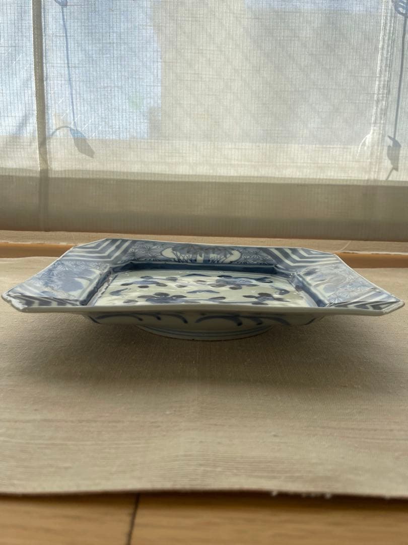 骨董 幕末の伊万里焼 染付 角皿