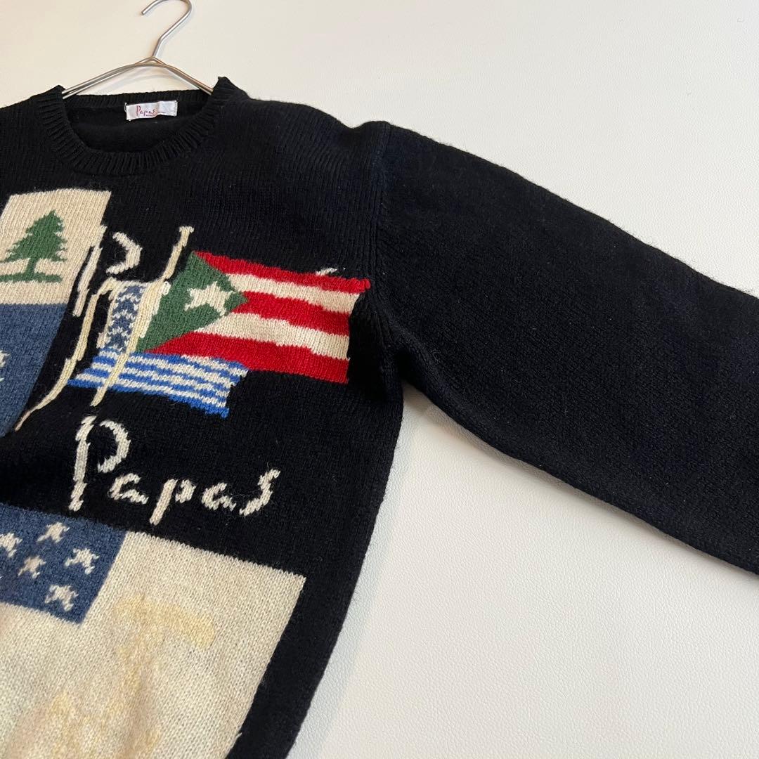 美品✨Papas ウール プルオーバーパーカー 国旗柄 BBKK期 ヴィンテージ