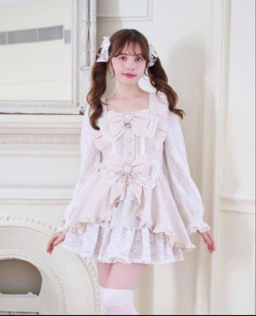 「完売品」 LIZLISA フロントカシュクールBIGリボンセットアップ ピンク