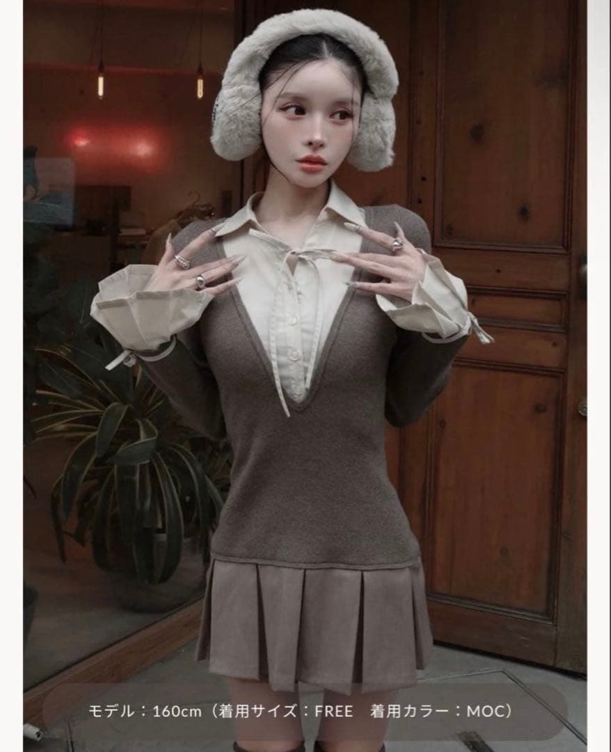 darich シャツドッキングプリーツミニワンピース