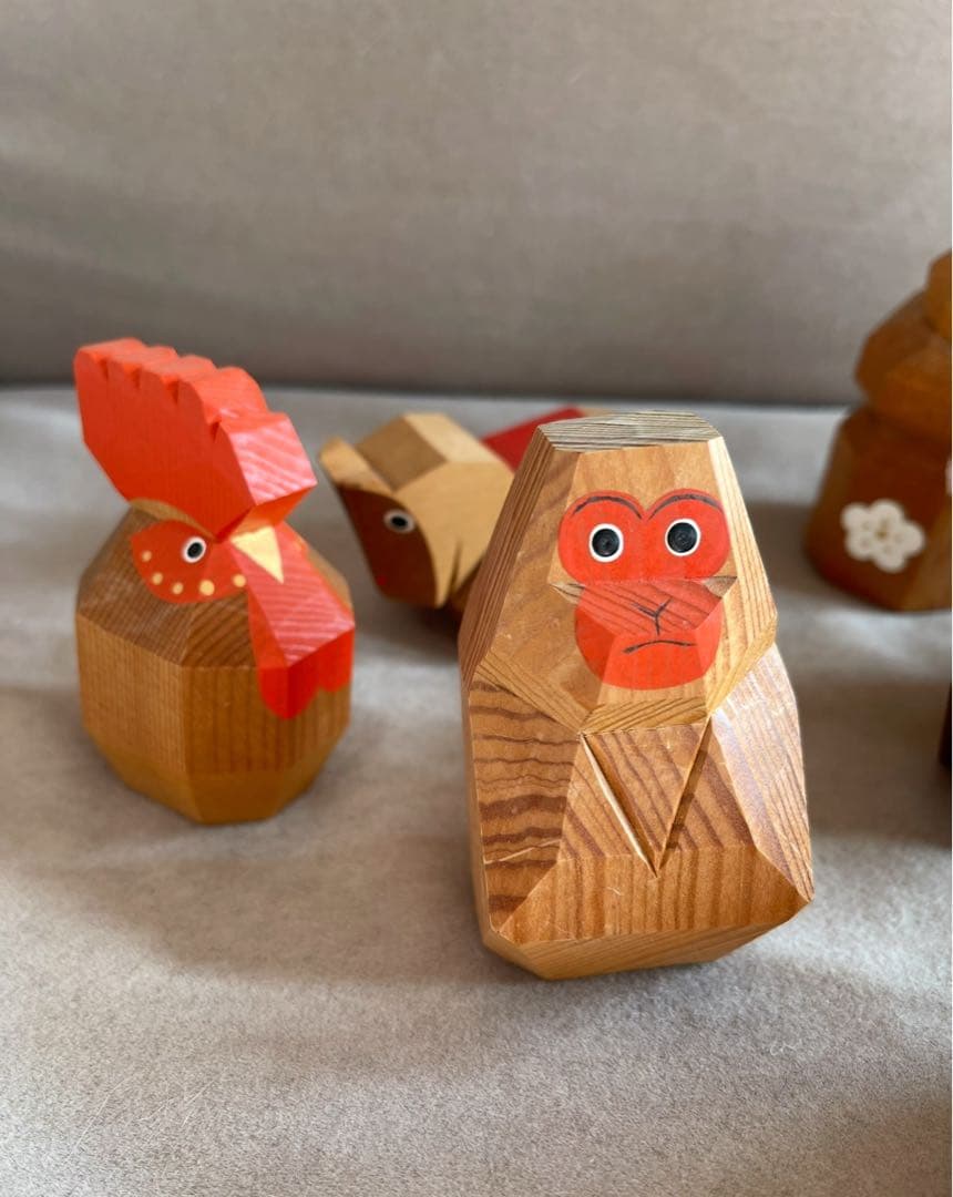 【貴重】出羽三山神社 一刀彫 干支人形 ３体セット