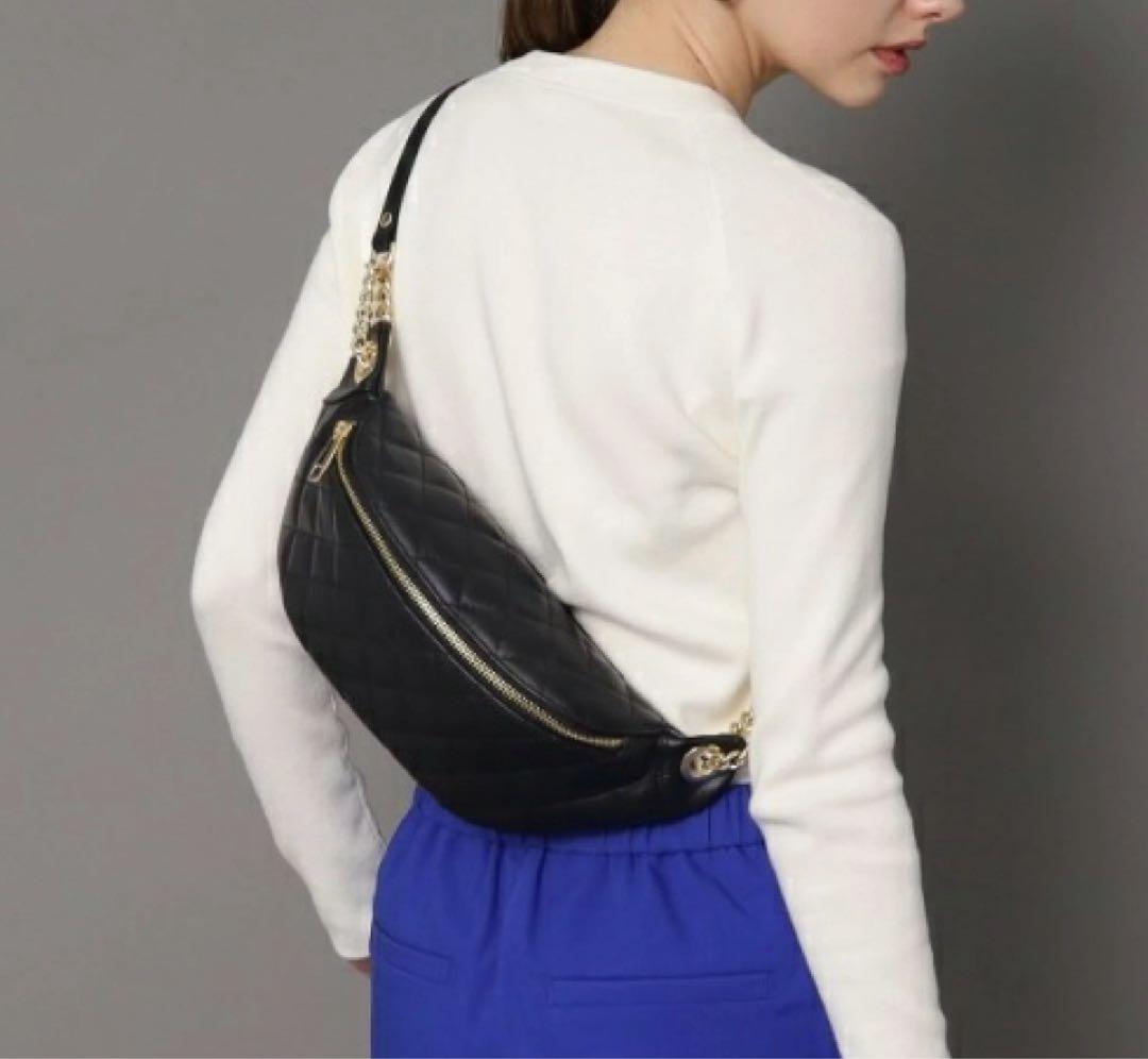 新品未使用　オウレンティ　キルティング　レザー　ボディバッグ　軽量　ブラック