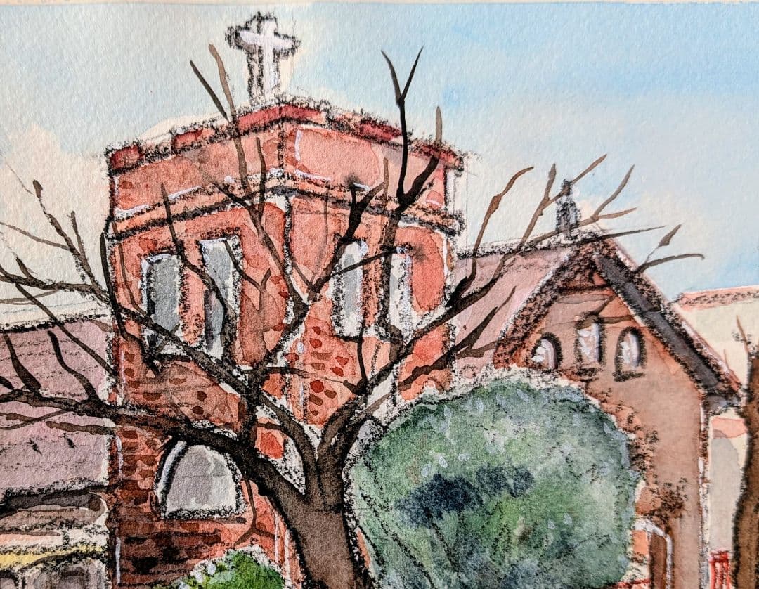 《 川越キリスト教会》 《神戸駅舎》額装して。 プレゼント《蔵窓》