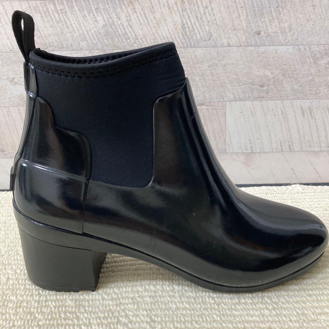 [美品] HUNTER サイドゴア　ショート　レインブーツ　オールブラック