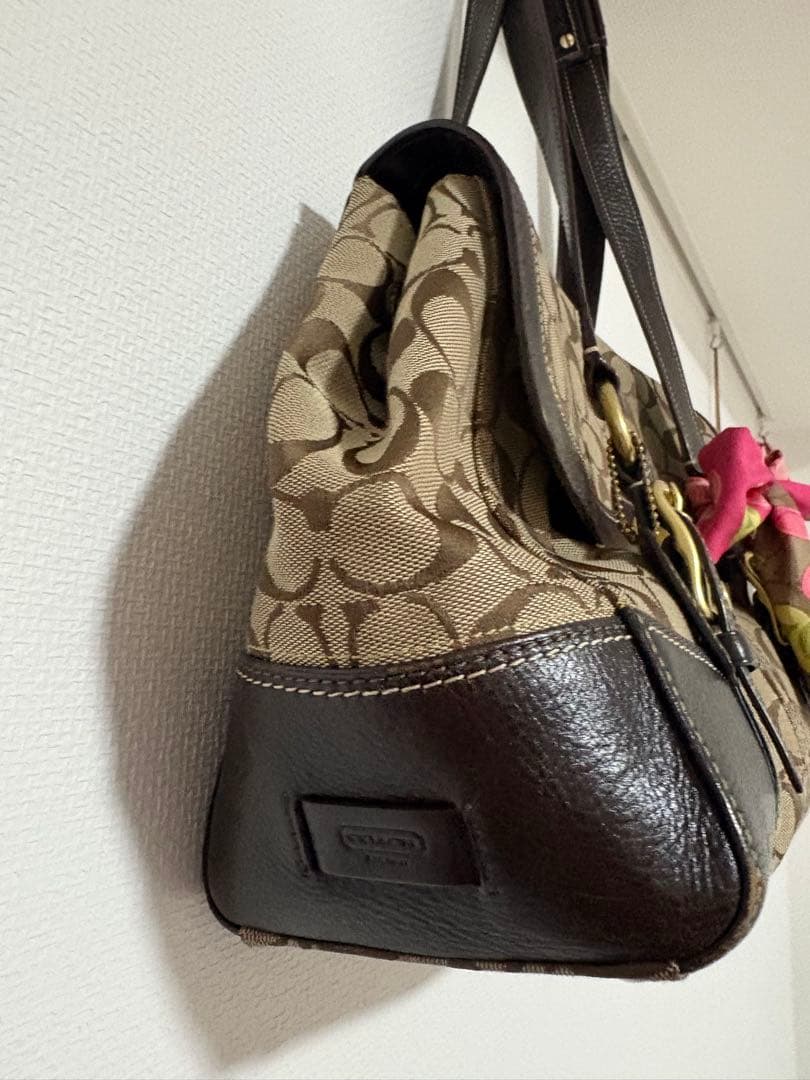 COACH コーチ レディース ハンドバッグ シグネチャー柄 シルクスカーフ付き