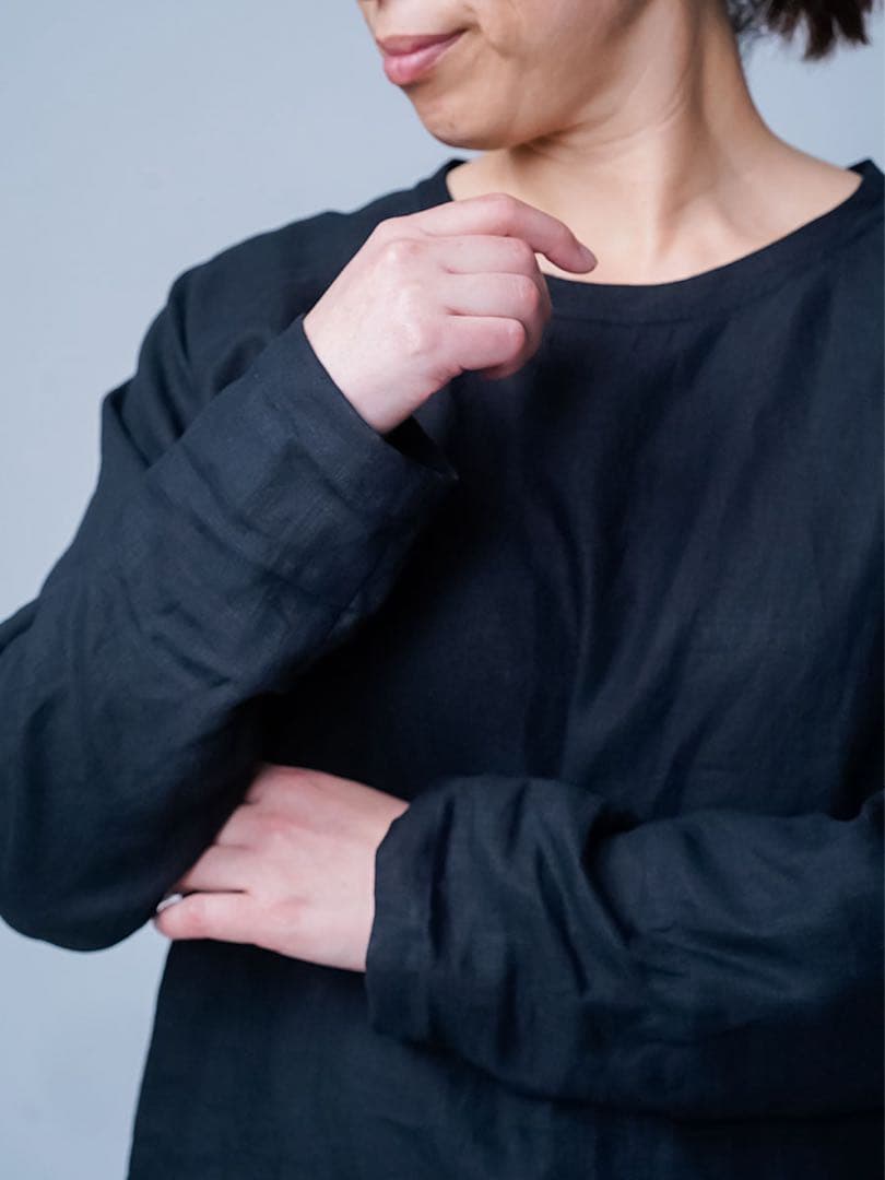 新品未使用　wafu リネントップス　ラグランスリーブトップス ／ 黒色 L