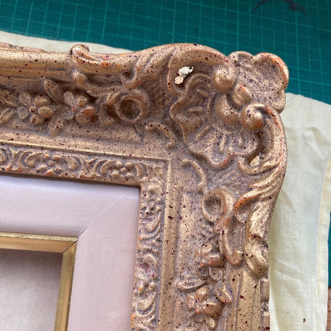 I*I様 F6号 油彩額縁 金装飾 ゴールドフレーム 布カバー付き ガラス