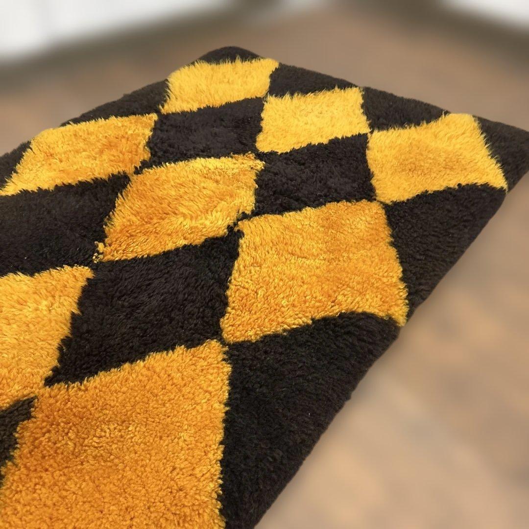 A2 昭和レトロ ダイヤ柄 羊毛皮 ムートンラグ 敷物 シートカバーパッチワーク