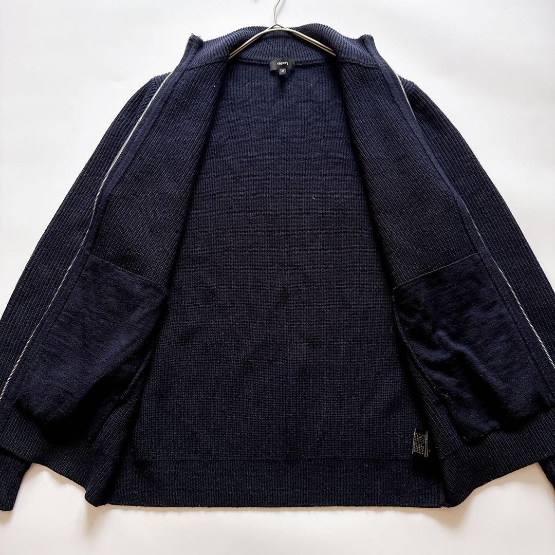 セオリー ドライバーズニット ダブルジップ ウール ハイネック ネイビー M