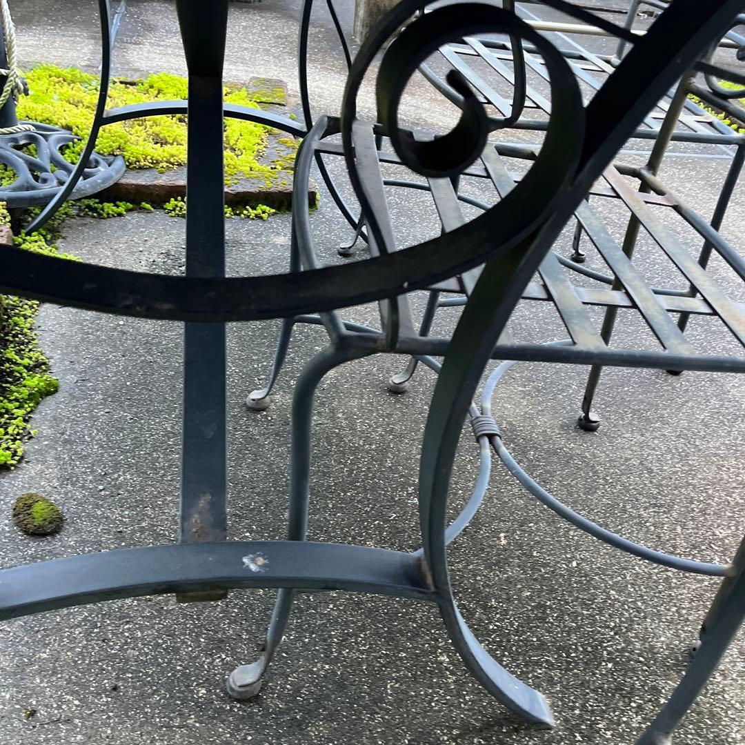 台風セール！ガーデンテーブルと専用椅子4脚セット