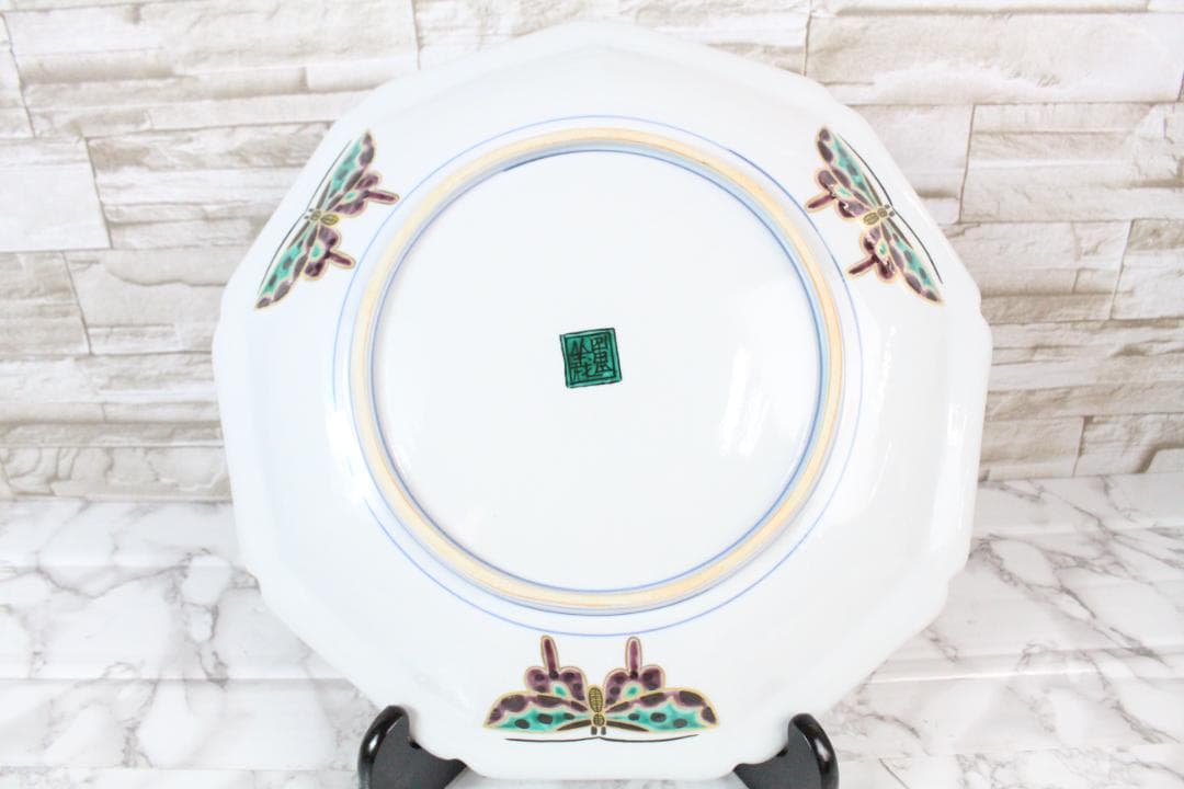 ♡九谷焼 山本重義 金彩小紋 飾皿 共箱・共布 付き EA0H01013