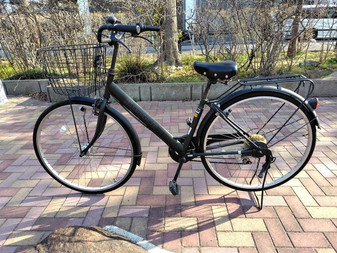 シティサイクル 27インチ 6段変速 LEDオートライト 黒ブラック