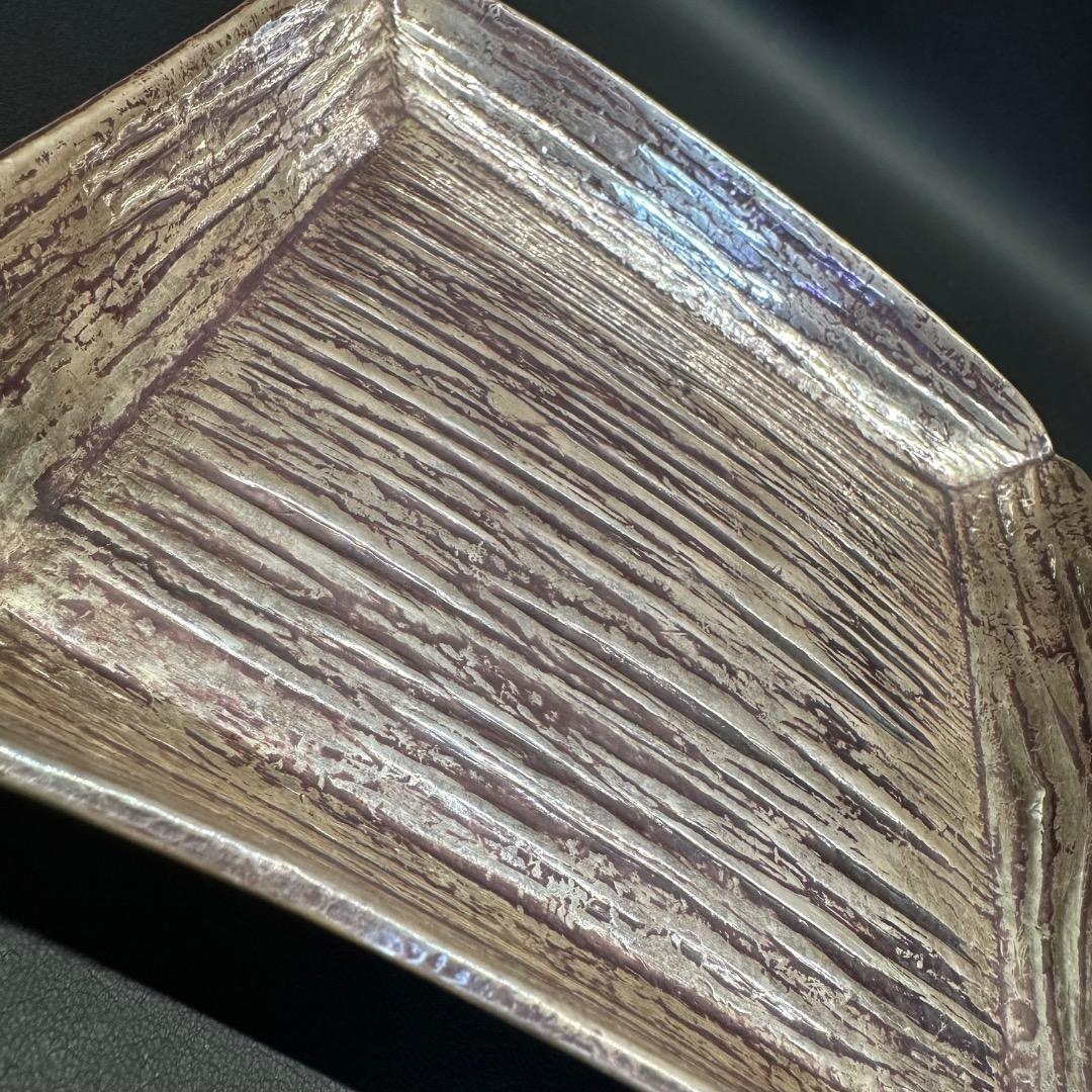 ♡Ec左1008 未使用保管品 中川浄益作 四方盆 木箱 共箱 在印 在銘 落款